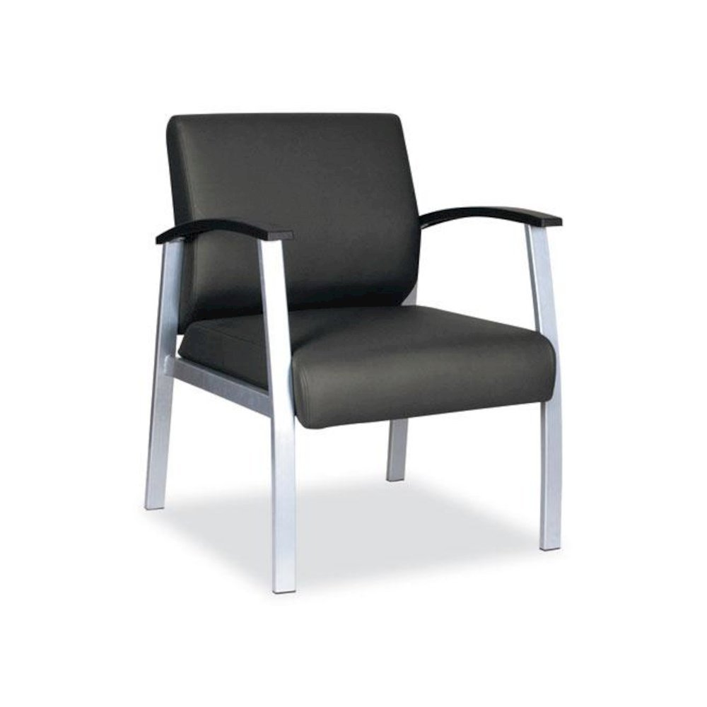 Alera metaLounge Series Mid-Back Guest Chair, 24.6" x 26.96" x 33.46", Black Seat, Black Back, Silver Base. Picture 1