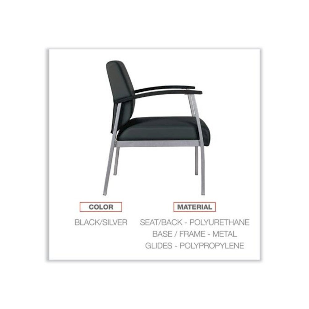Alera metaLounge Series Mid-Back Guest Chair, 24.6" x 26.96" x 33.46", Black Seat, Black Back, Silver Base. Picture 3