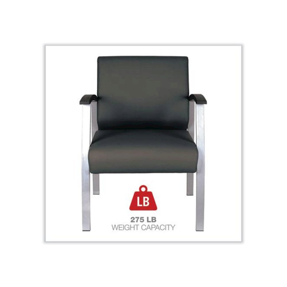 Alera metaLounge Series Mid-Back Guest Chair, 24.6" x 26.96" x 33.46", Black Seat, Black Back, Silver Base. Picture 4