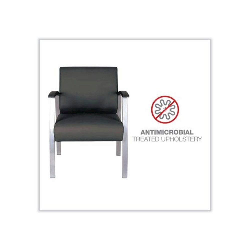 Alera metaLounge Series Mid-Back Guest Chair, 24.6" x 26.96" x 33.46", Black Seat, Black Back, Silver Base. Picture 5