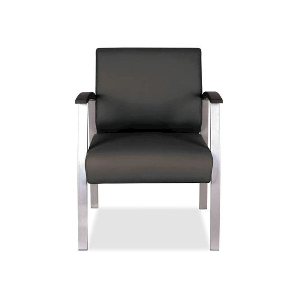 Alera metaLounge Series Mid-Back Guest Chair, 24.6" x 26.96" x 33.46", Black Seat, Black Back, Silver Base. Picture 8