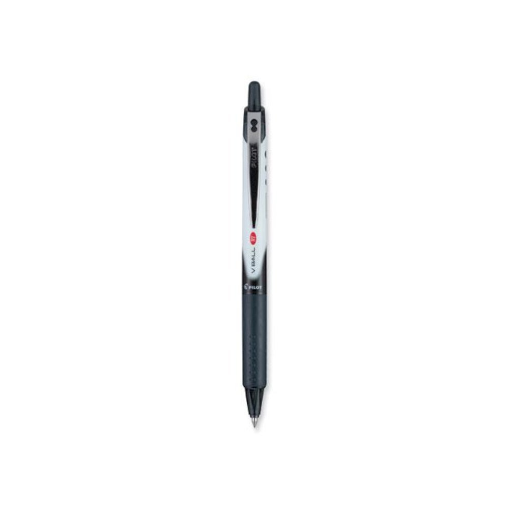 VBall RT Liquid Ink Rollerball Pen, Retractable, Extra-Fine 0.5 mm, Black Ink, Black/White Barrel. Picture 1