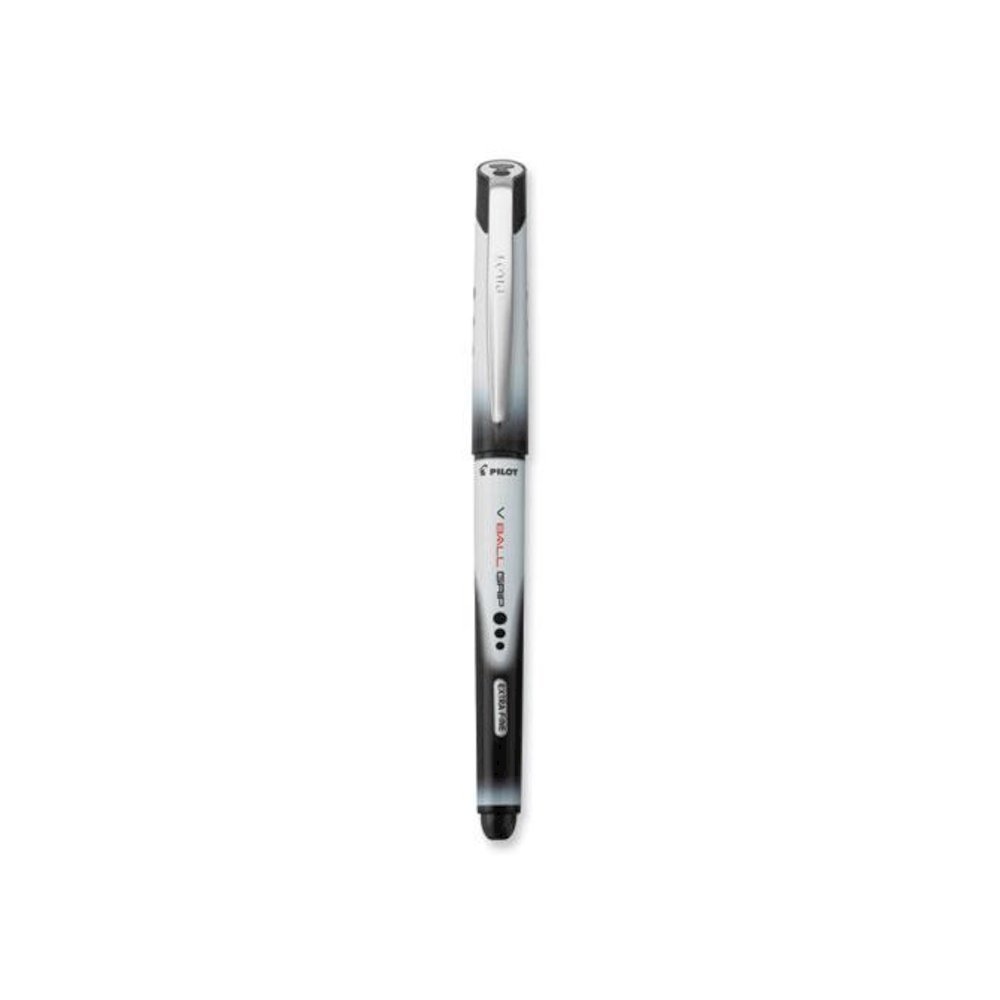 VBall RT Liquid Ink Rollerball Pen, Retractable, Extra-Fine 0.5 mm, Black Ink, Black/White Barrel. Picture 3