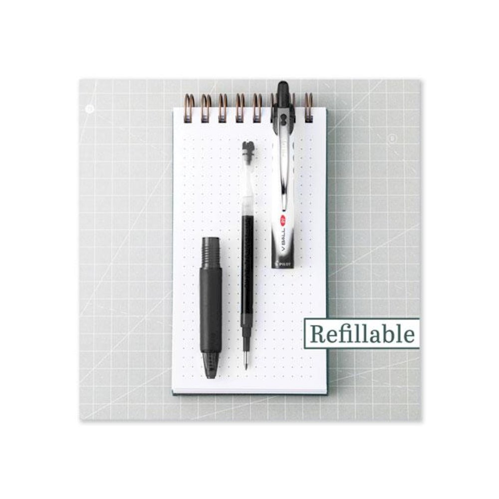 VBall RT Liquid Ink Rollerball Pen, Retractable, Extra-Fine 0.5 mm, Black Ink, Black/White Barrel. Picture 4