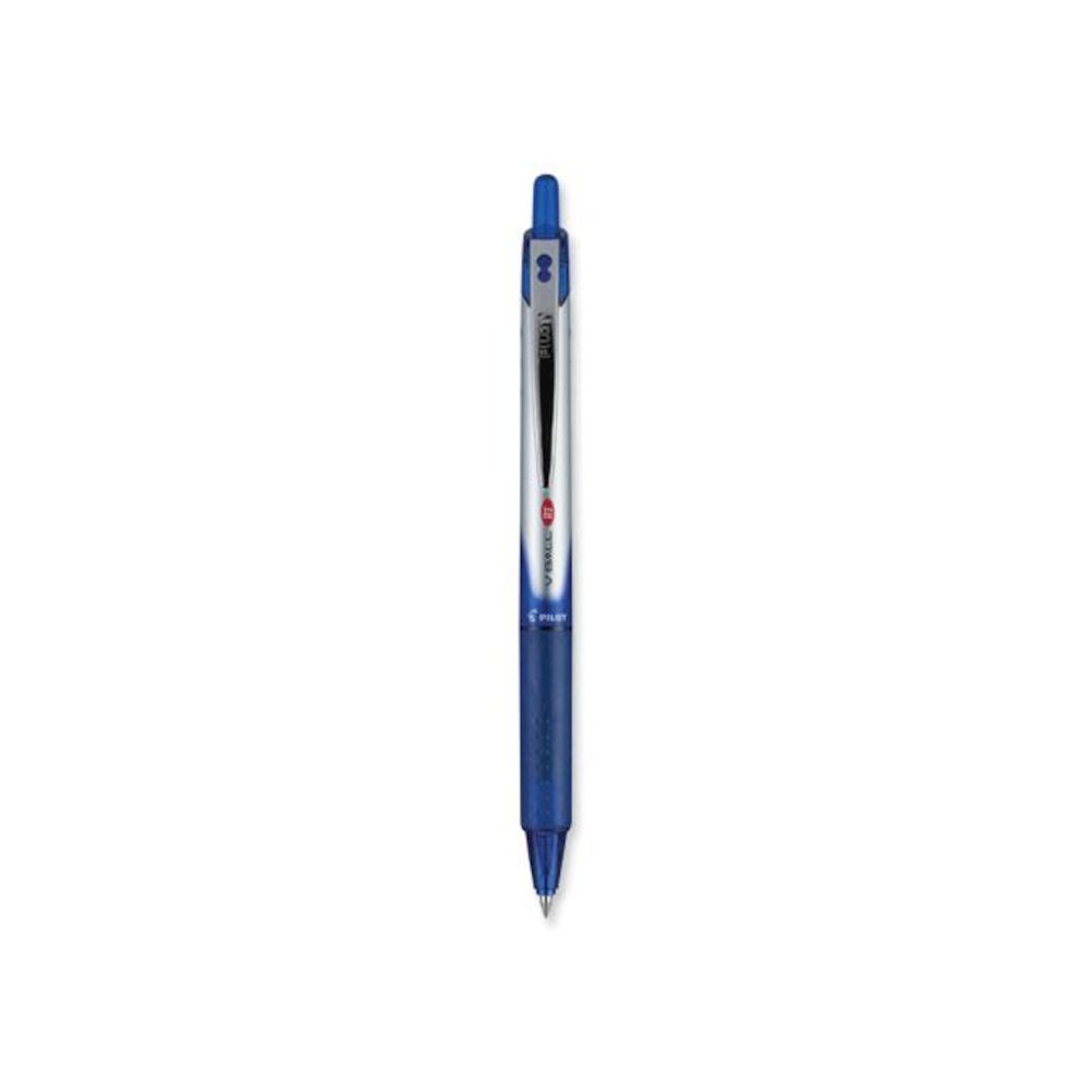VBall RT Liquid Ink Rollerball Pen, Retractable, Fine 0.7 mm, Blue Ink, Blue/White Barrel. Picture 1