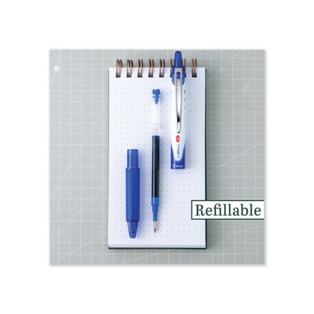 VBall RT Liquid Ink Rollerball Pen, Retractable, Fine 0.7 mm, Blue Ink, Blue/White Barrel. Picture 3