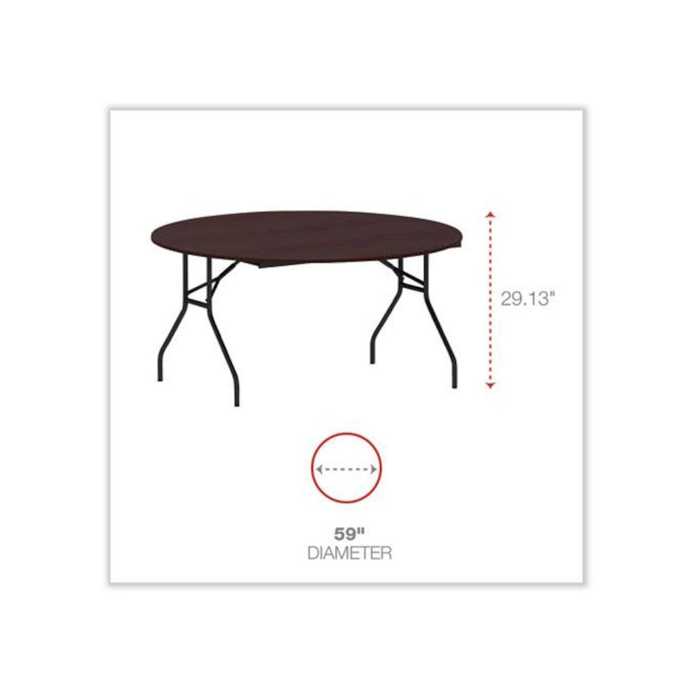 Round Wood Folding Table, 59" Diameter x 29.13h, Mahogany. Picture 2