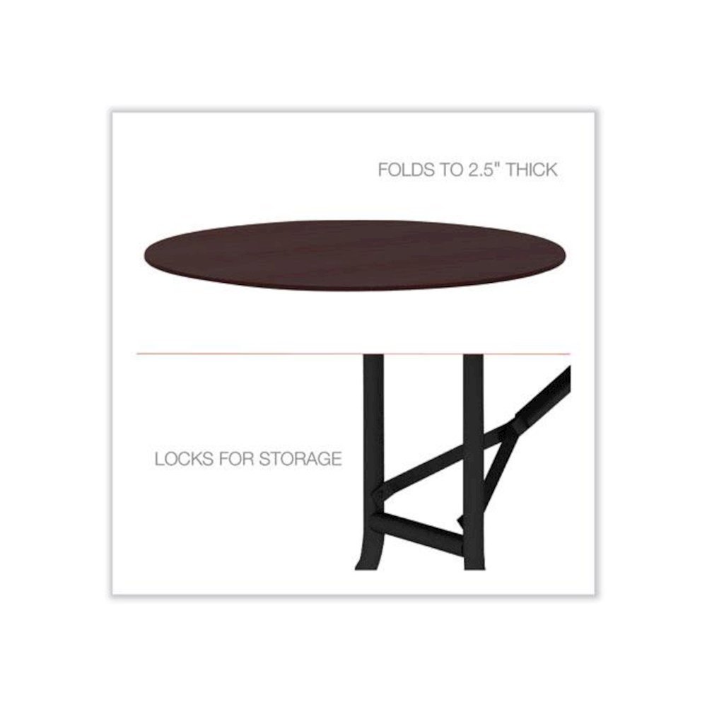 Round Wood Folding Table, 59" Diameter x 29.13h, Mahogany. Picture 3