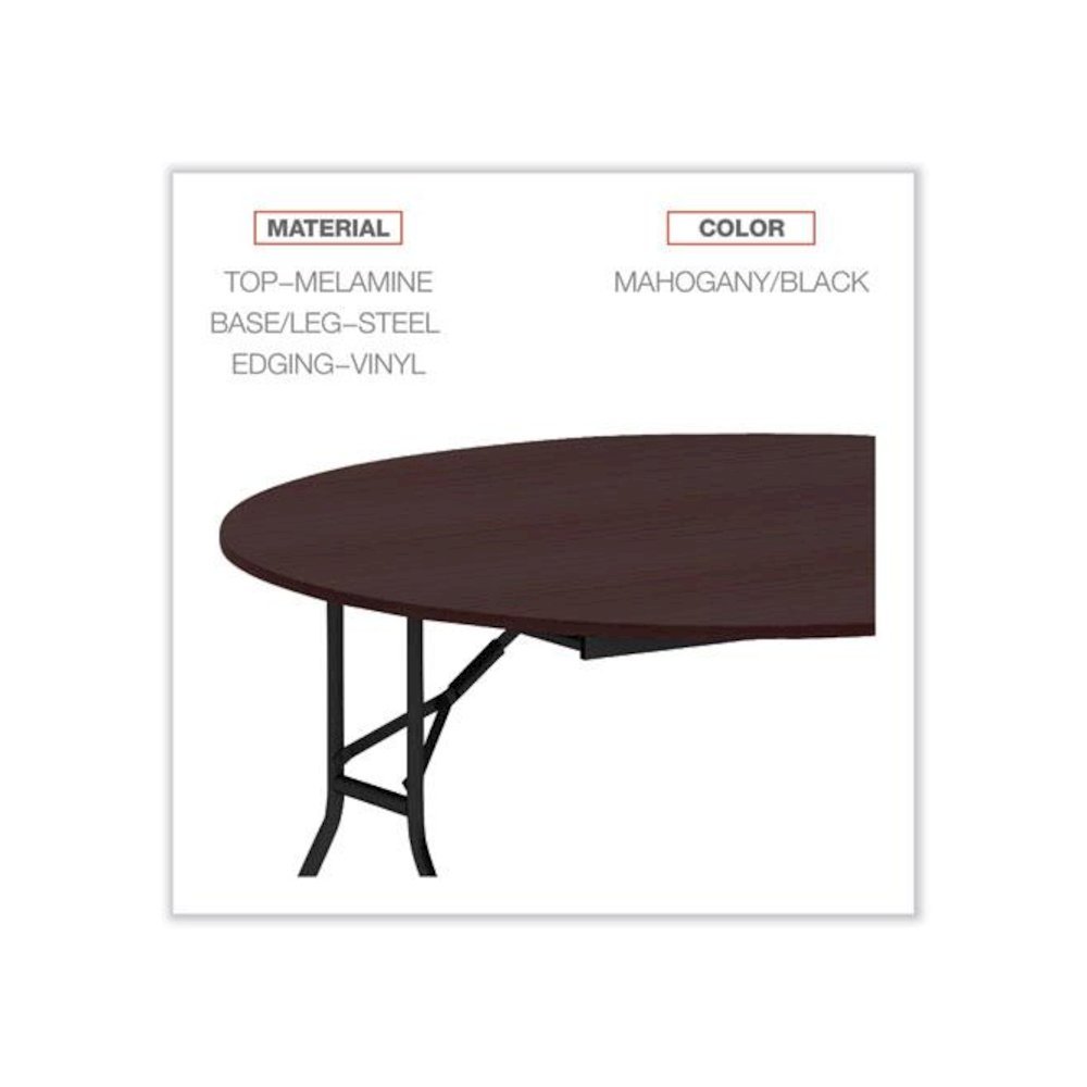 Round Wood Folding Table, 59" Diameter x 29.13h, Mahogany. Picture 4