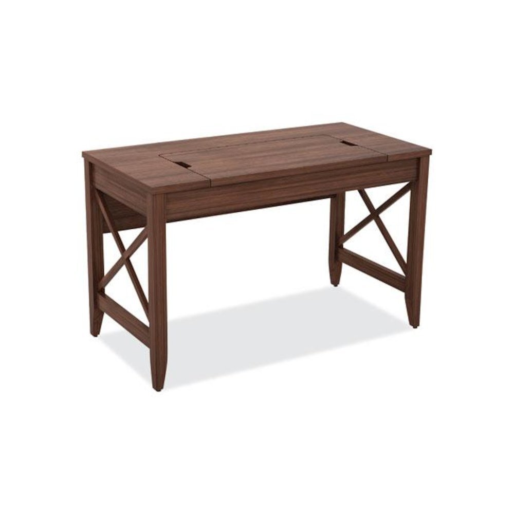 Sit-to-Stand Table Desk, 47.25" x 23.63" x 29.5" to 43.75", Modern Walnut. Picture 1