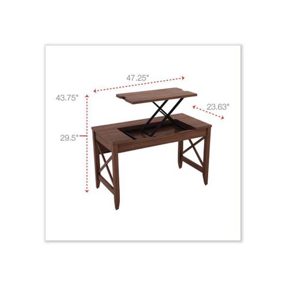 Sit-to-Stand Table Desk, 47.25" x 23.63" x 29.5" to 43.75", Modern Walnut. Picture 2