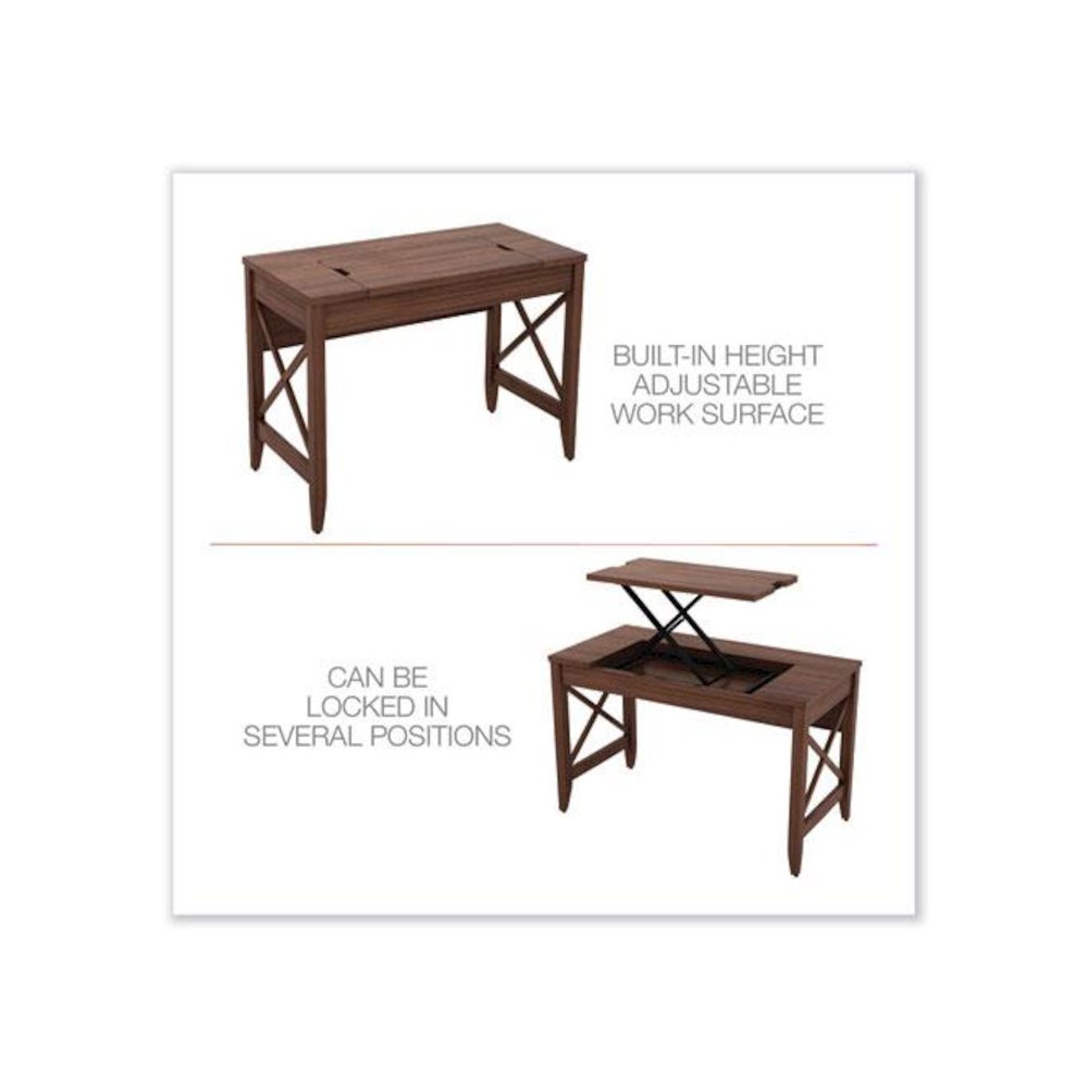 Sit-to-Stand Table Desk, 47.25" x 23.63" x 29.5" to 43.75", Modern Walnut. Picture 3