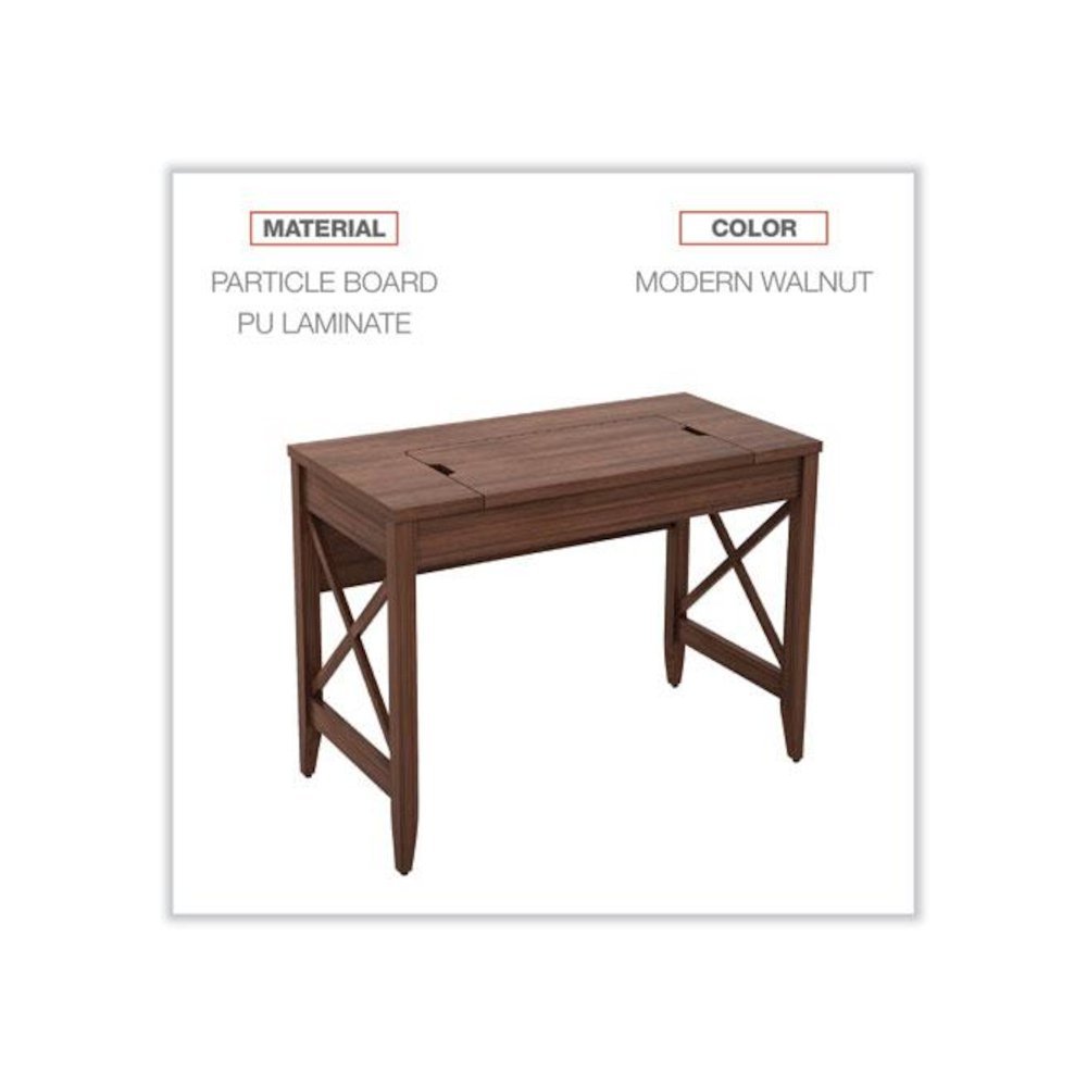 Sit-to-Stand Table Desk, 47.25" x 23.63" x 29.5" to 43.75", Modern Walnut. Picture 5