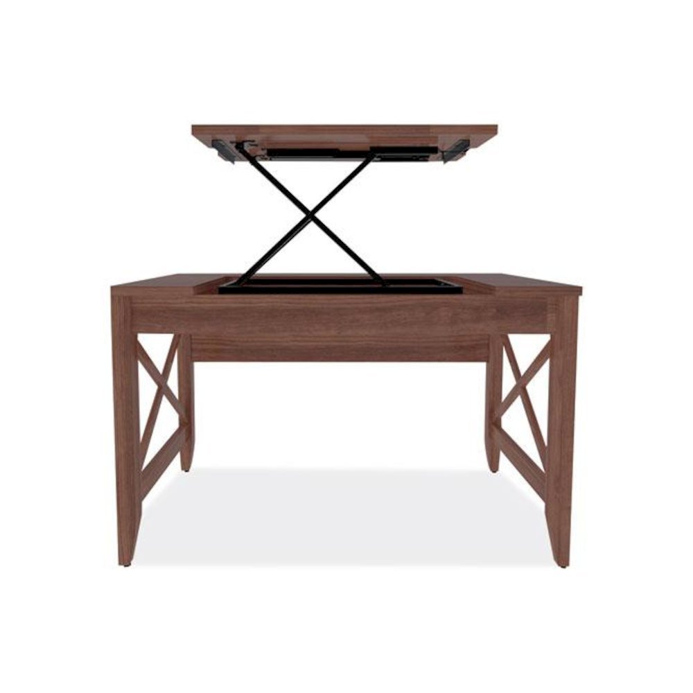 Sit-to-Stand Table Desk, 47.25" x 23.63" x 29.5" to 43.75", Modern Walnut. Picture 8