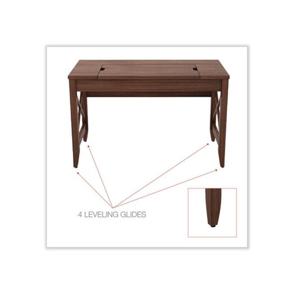 Sit-to-Stand Table Desk, 47.25" x 23.63" x 29.5" to 43.75", Modern Walnut. Picture 9