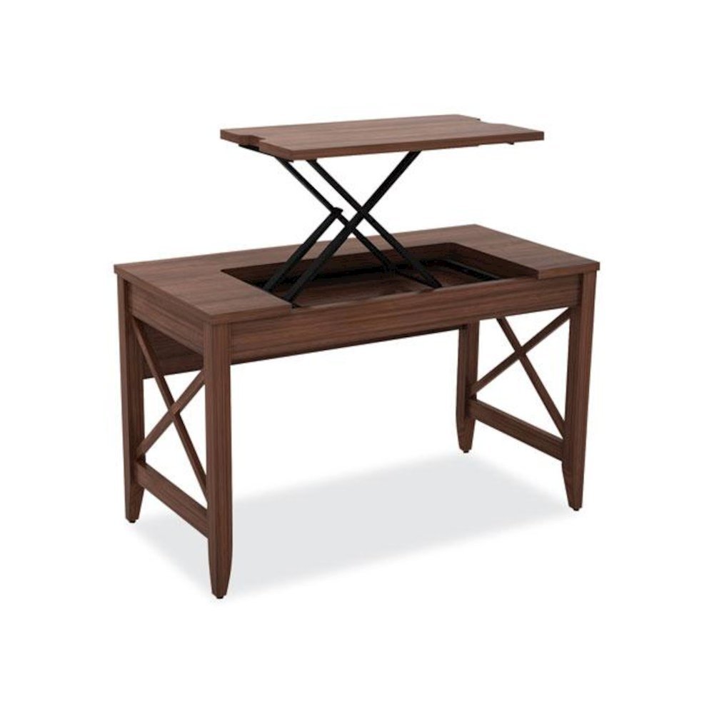 Sit-to-Stand Table Desk, 47.25" x 23.63" x 29.5" to 43.75", Modern Walnut. Picture 4