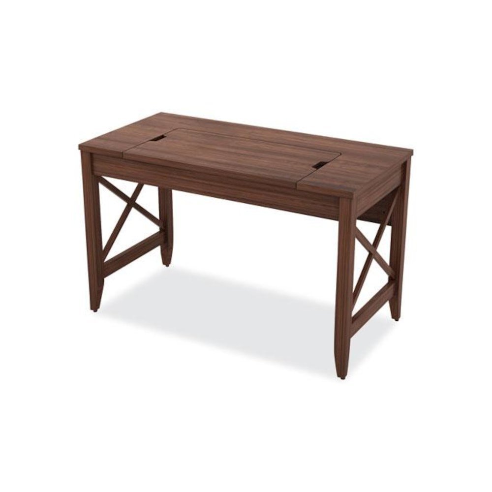 Sit-to-Stand Table Desk, 47.25" x 23.63" x 29.5" to 43.75", Modern Walnut. Picture 6