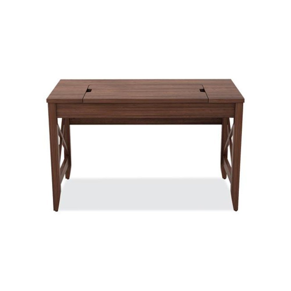 Sit-to-Stand Table Desk, 47.25" x 23.63" x 29.5" to 43.75", Modern Walnut. Picture 7