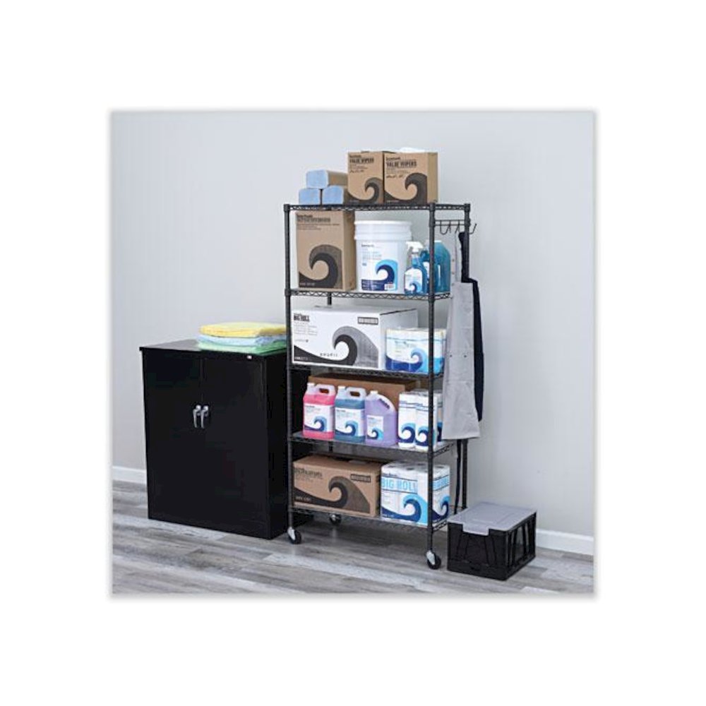 5-Shelf Wire Shelving Kit with Casters and Shelf Liners, 36w x 18d x 72h, Black Anthracite. Picture 5