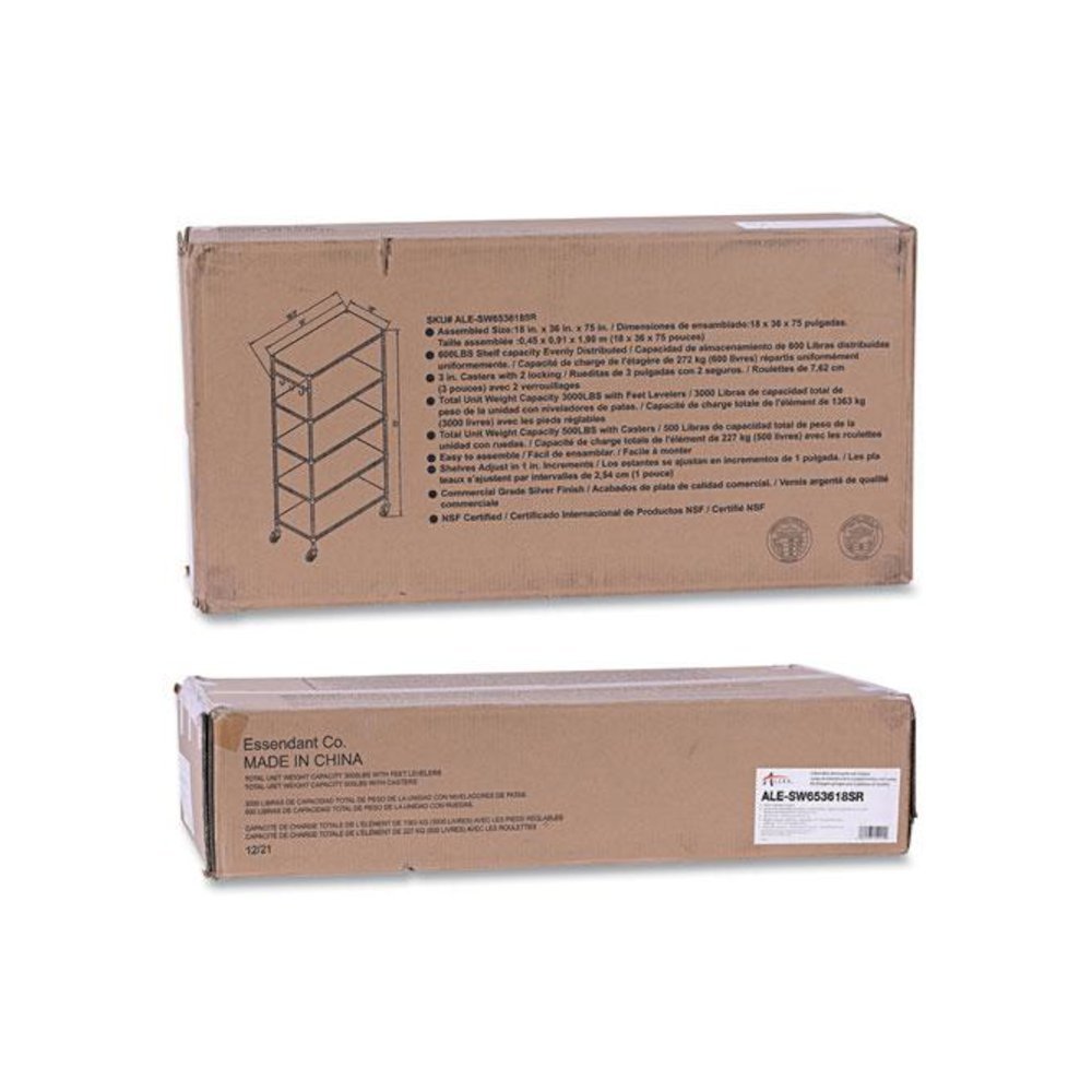5-Shelf Wire Shelving Kit with Casters and Shelf Liners, 36w x 18d x 72h, Silver. Picture 7