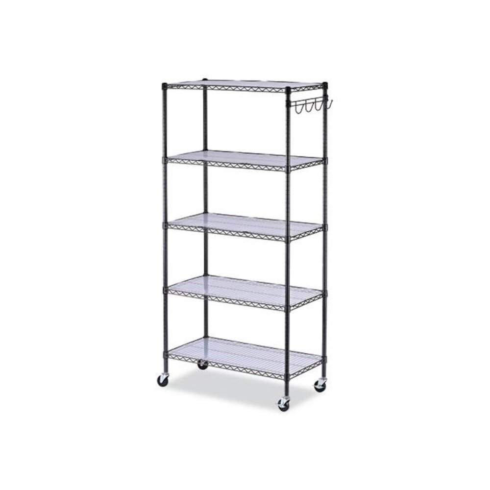 5-Shelf Wire Shelving Kit with Casters and Shelf Liners, 36w x 18d x 72h, Black Anthracite. Picture 1