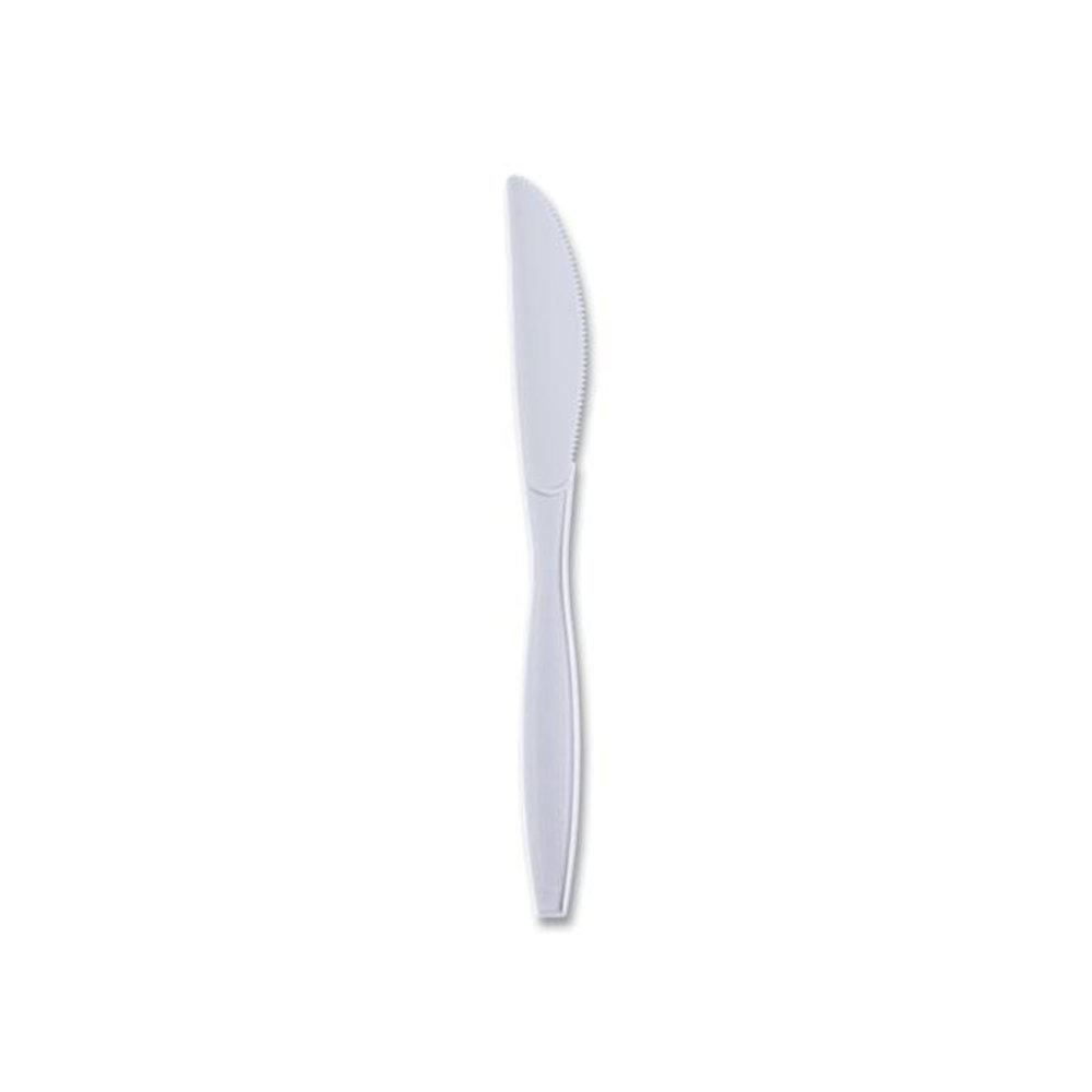 Heavyweight Wrapped Polypropylene Cutlery, Knife, Plastic, White, 1,000/Carton. Picture 1