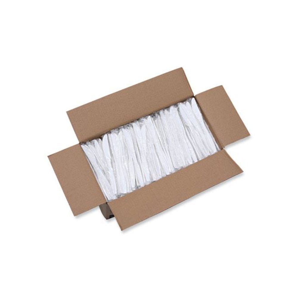 Heavyweight Wrapped Polypropylene Cutlery, Knife, Plastic, White, 1,000/Carton. Picture 8