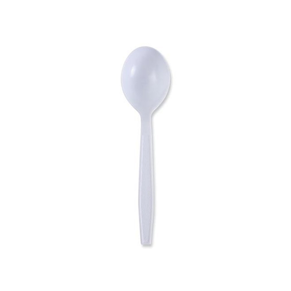 Heavyweight Wrapped Polypropylene Cutlery, Soup Spoon, Plastic, White, 1,000/Carton. Picture 1