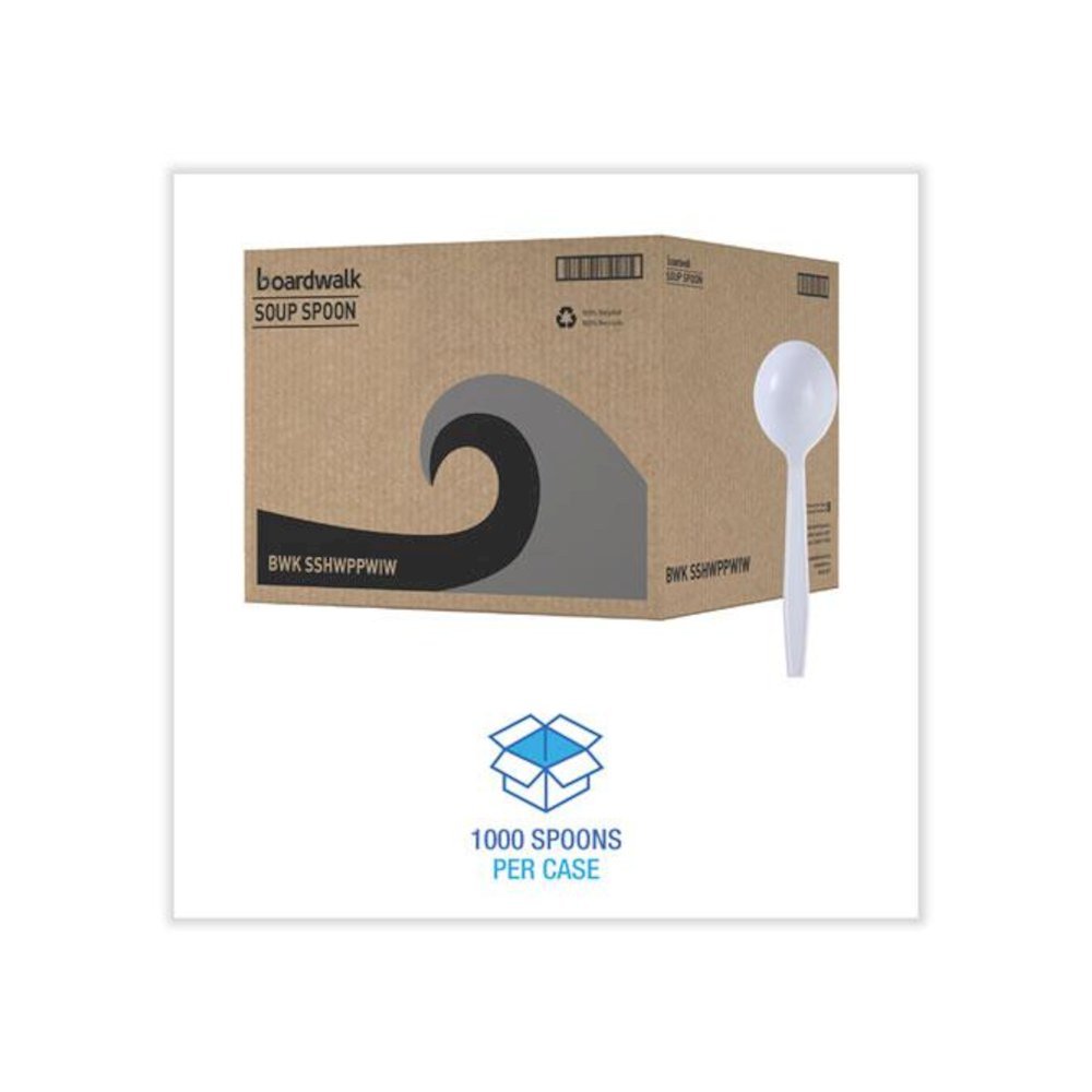 Heavyweight Wrapped Polypropylene Cutlery, Soup Spoon, Plastic, White, 1,000/Carton. Picture 2