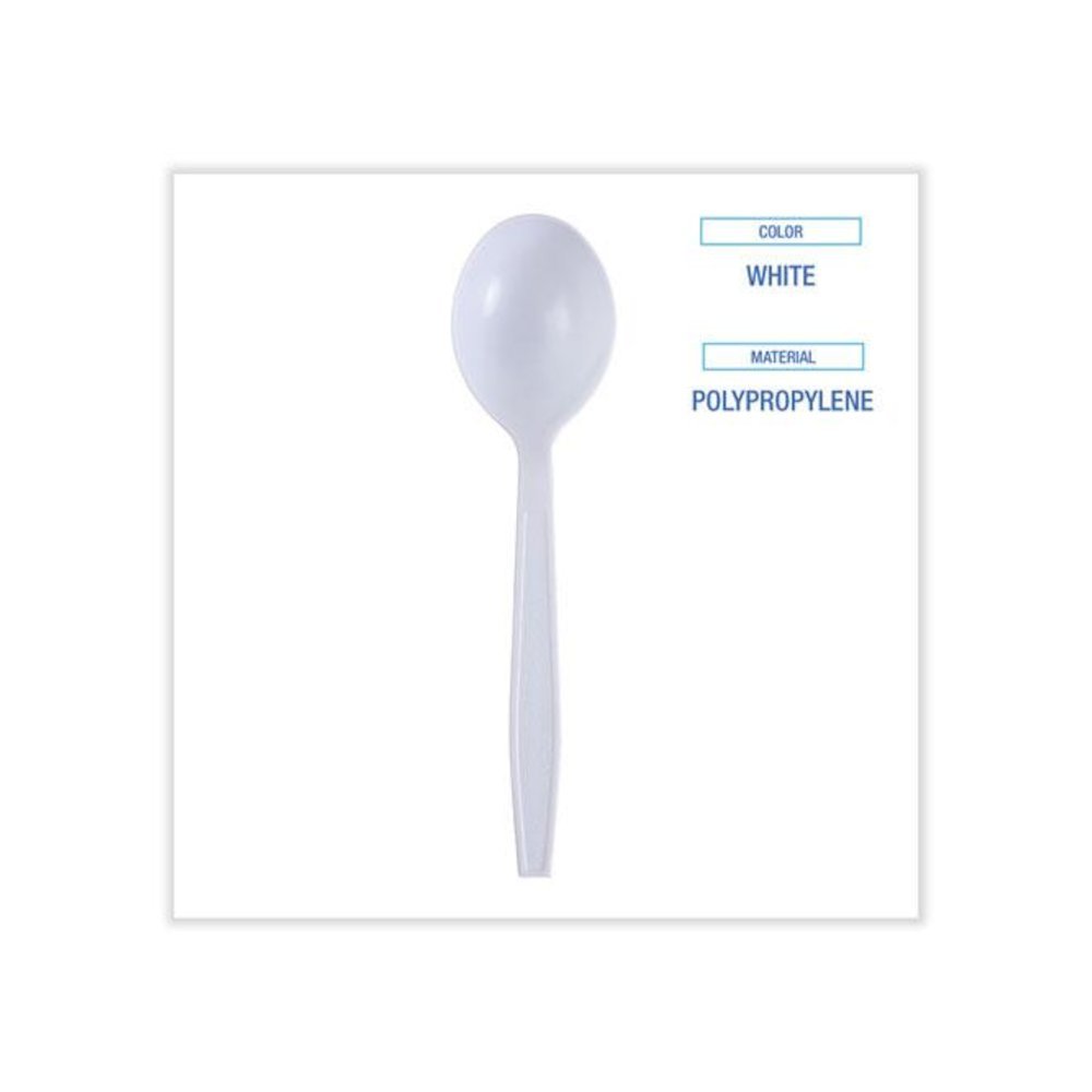 Heavyweight Wrapped Polypropylene Cutlery, Soup Spoon, Plastic, White, 1,000/Carton. Picture 3