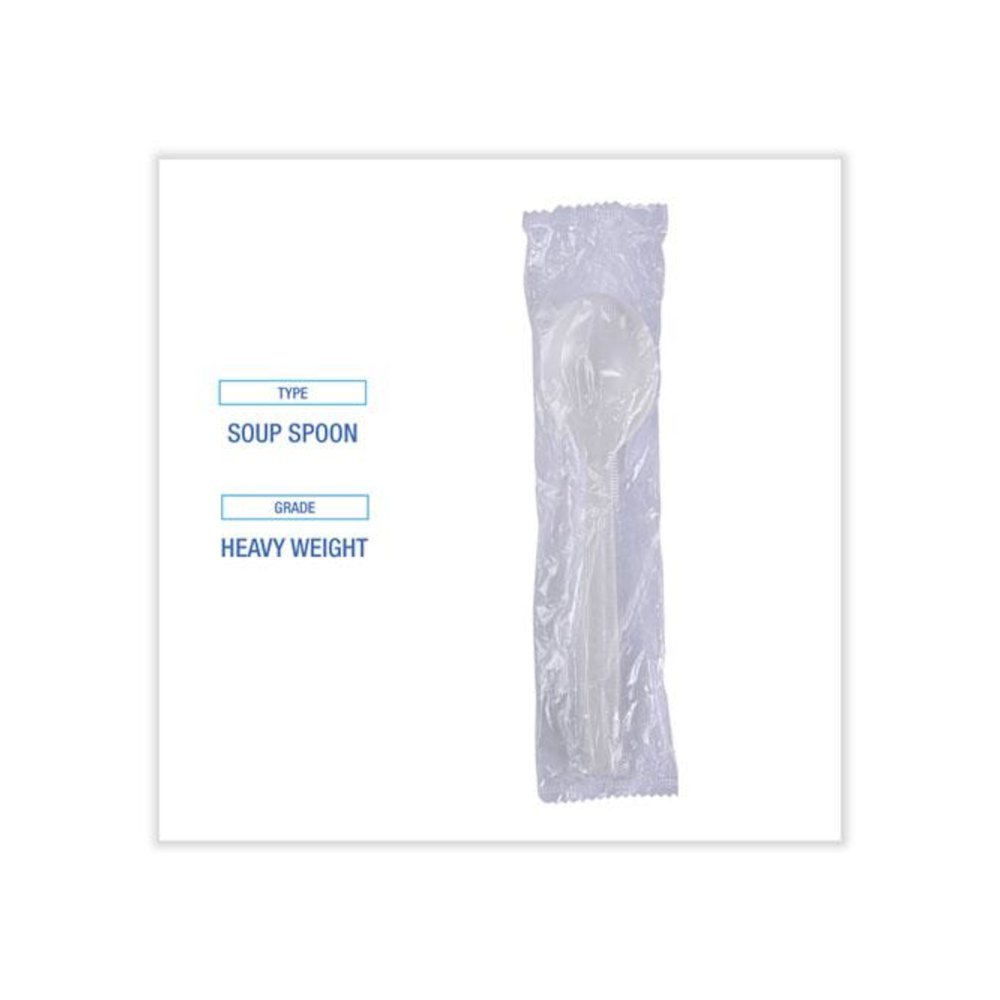 Heavyweight Wrapped Polypropylene Cutlery, Soup Spoon, Plastic, White, 1,000/Carton. Picture 5