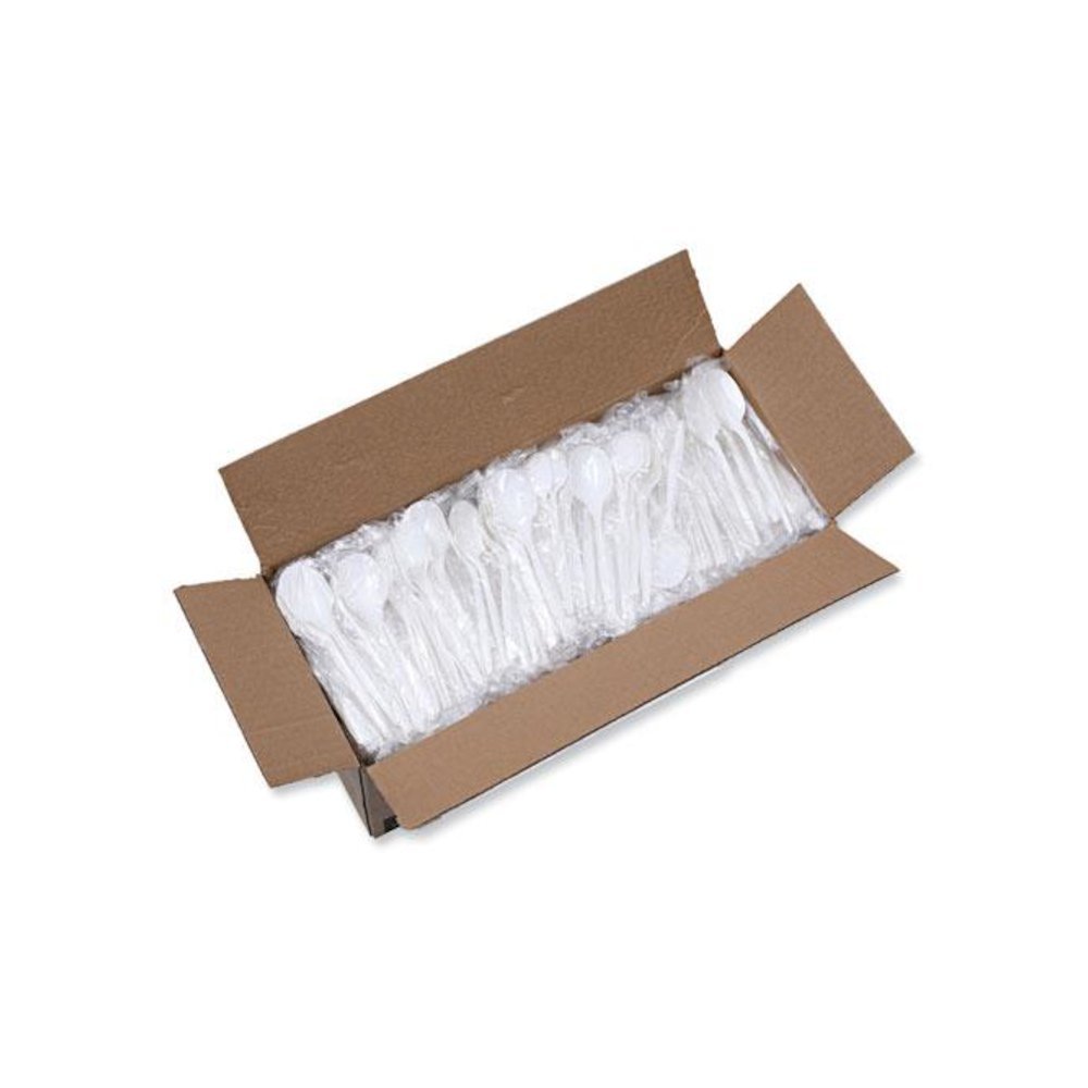 Heavyweight Wrapped Polypropylene Cutlery, Soup Spoon, Plastic, White, 1,000/Carton. Picture 8