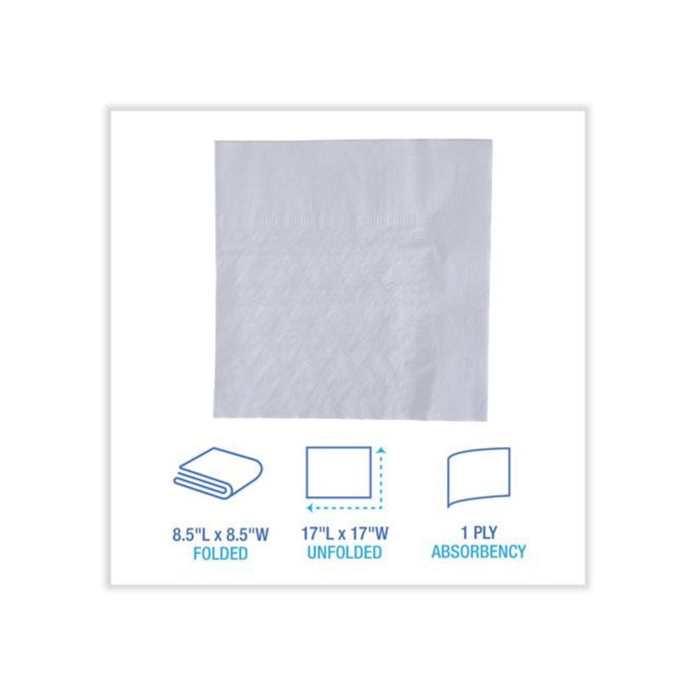 Dinner Napkin, 1-Ply, 17 x 17, White, 250/Pack, 12 Packs/Carton. Picture 2