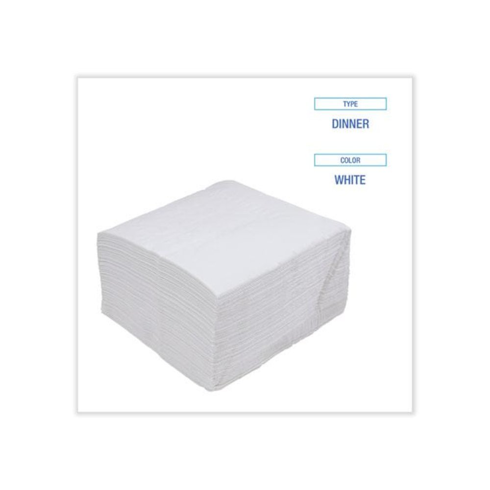 Dinner Napkin, 1-Ply, 17 x 17, White, 250/Pack, 12 Packs/Carton. Picture 4