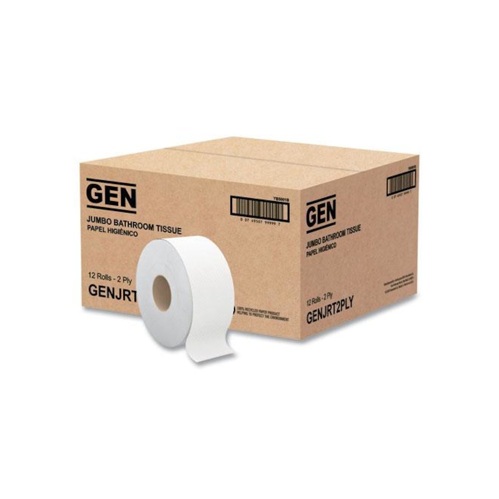 JRT Jumbo Bath Tissue, Septic Safe, 2-Ply, 3.5" x 750 ft, White, 12 Rolls/Carton. Picture 1
