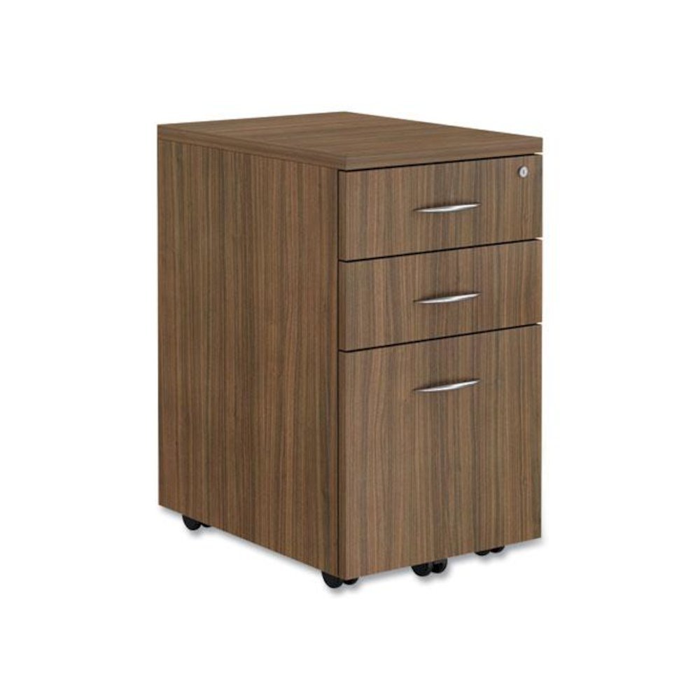 Alera Valencia Series Mobile Pedestal File, Left/Right, 3-Drawer: Box/Box/File, Legal/Letter, Walnut, 15.88 x 20.5 x 28.38. Picture 1