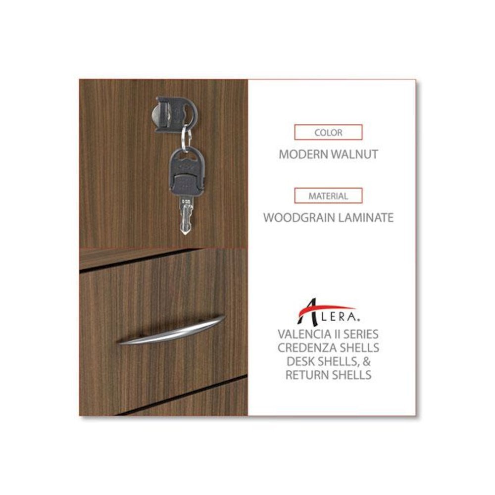 Alera Valencia Series Mobile Pedestal File, Left/Right, 3-Drawer: Box/Box/File, Legal/Letter, Walnut, 15.88 x 20.5 x 28.38. Picture 3