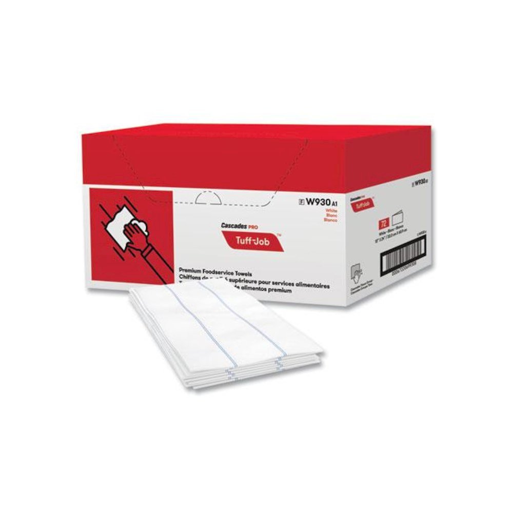 Tuff-Job Foodservice Towels, 1/4 Fold, 13 x 24, White/Blue, 72/Carton. Picture 4