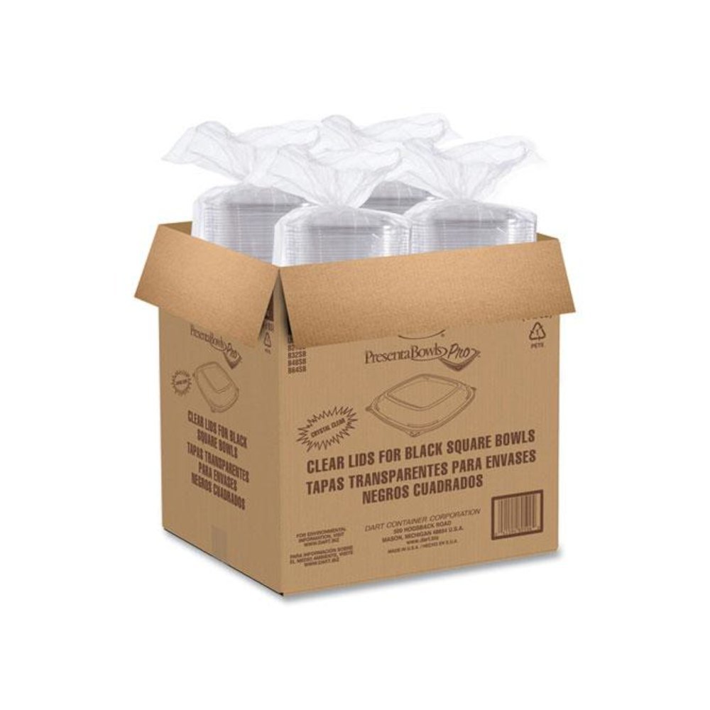 PresentaBowls Pro Clear Square Lids for 24 oz to 32 oz Bowls, 8.5 x 8.5 x 0.5, Clear, Plastic, 63/Bag, 4 Bags/Carton. Picture 5