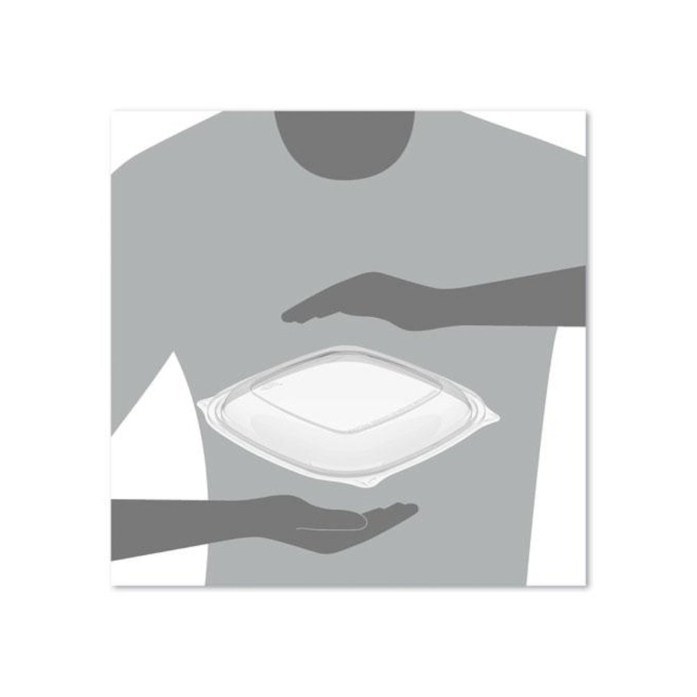PresentaBowls Pro Clear Square Lids for 24 oz to 32 oz Bowls, 8.5 x 8.5 x 0.5, Clear, Plastic, 63/Bag, 4 Bags/Carton. Picture 4