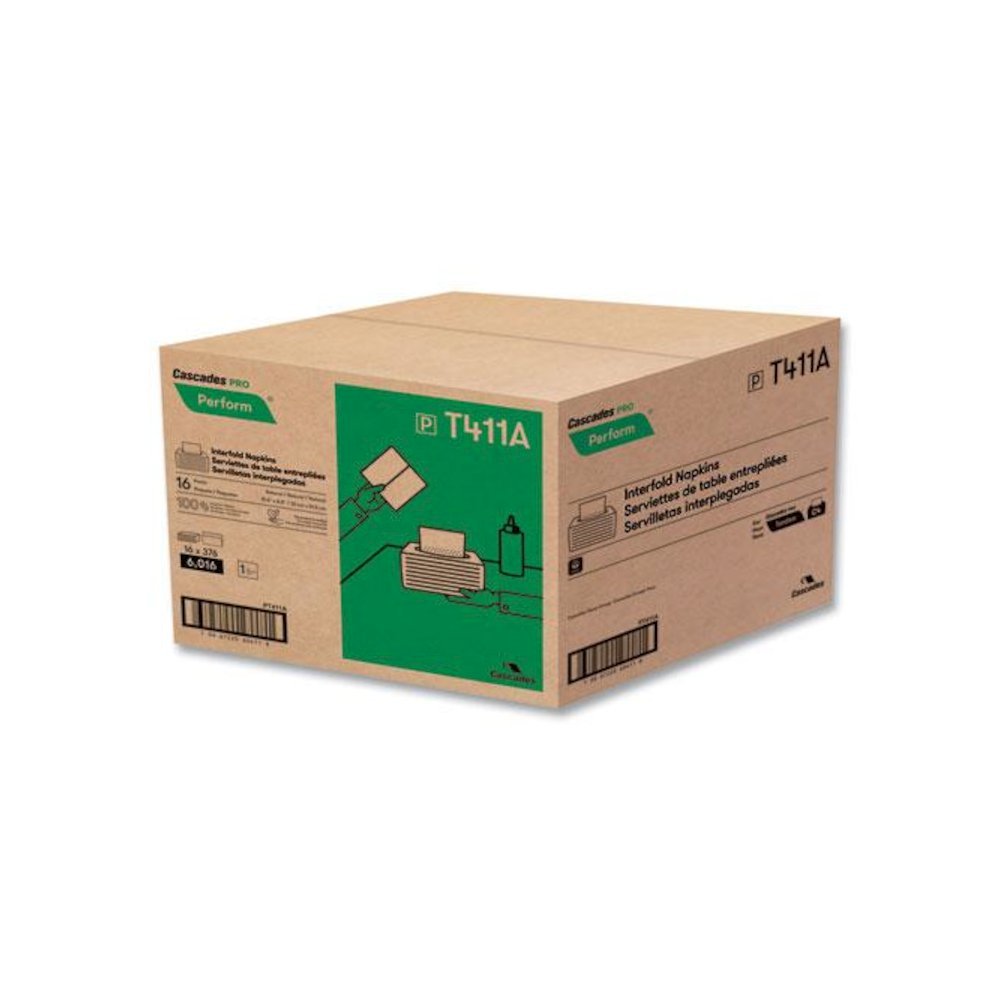 Perform Interfold Napkins, 1-Ply, 12.63 x 8.5, Natural, 376/Pack, 16 Packs/Carton. Picture 2