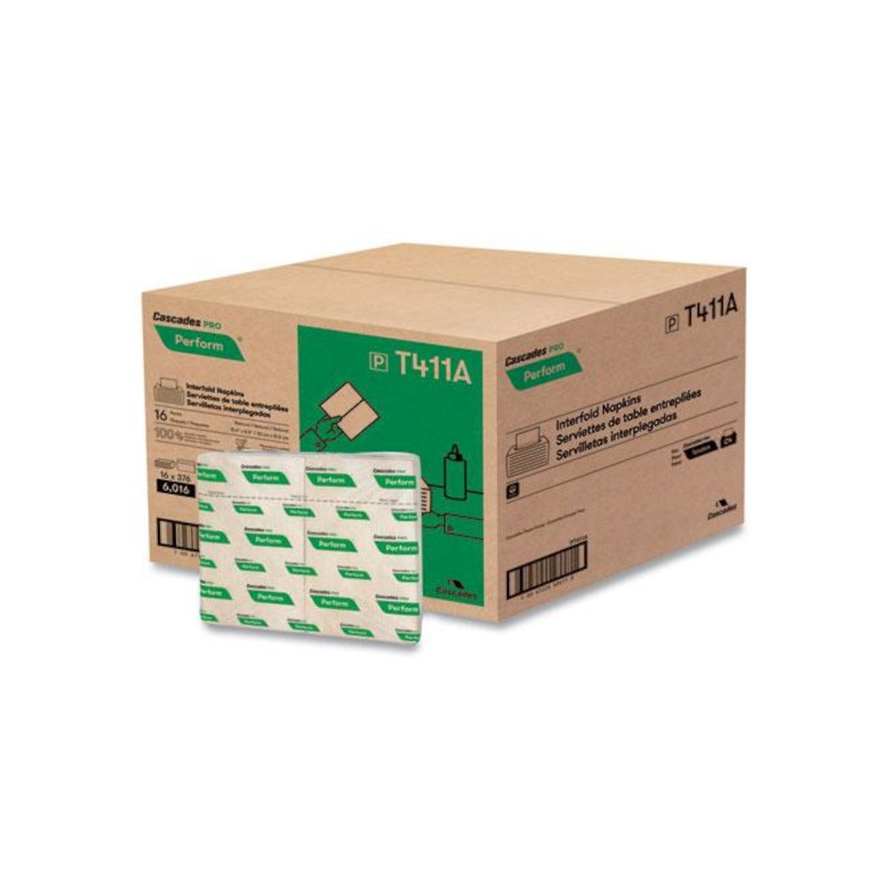 Perform Interfold Napkins, 1-Ply, 12.63 x 8.5, Natural, 376/Pack, 16 Packs/Carton. Picture 3