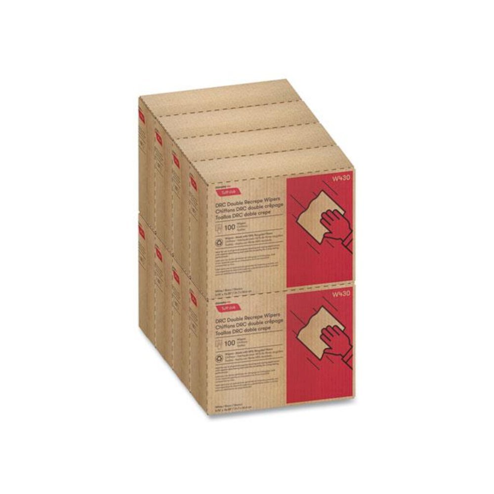 Tuff-Job Double Recrepe Wipers, 9.75 x 16.5, White, 100/Box, 8 Box/Carton. Picture 3