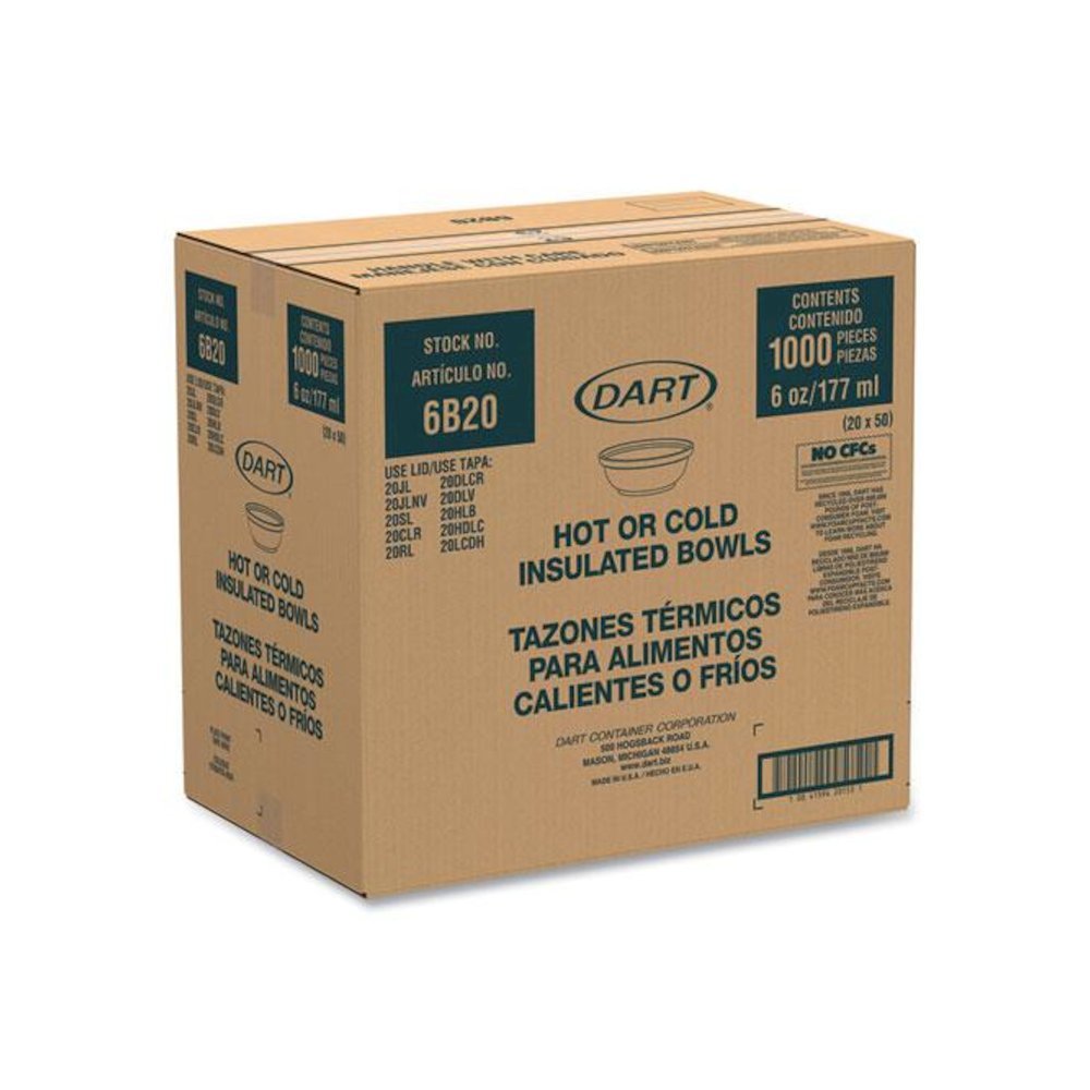 Insulated Foam Bowls, 6 oz, White, 50/Pack, 20 Packs/Carton. Picture 2