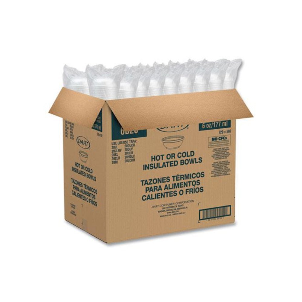 Insulated Foam Bowls, 6 oz, White, 50/Pack, 20 Packs/Carton. Picture 7