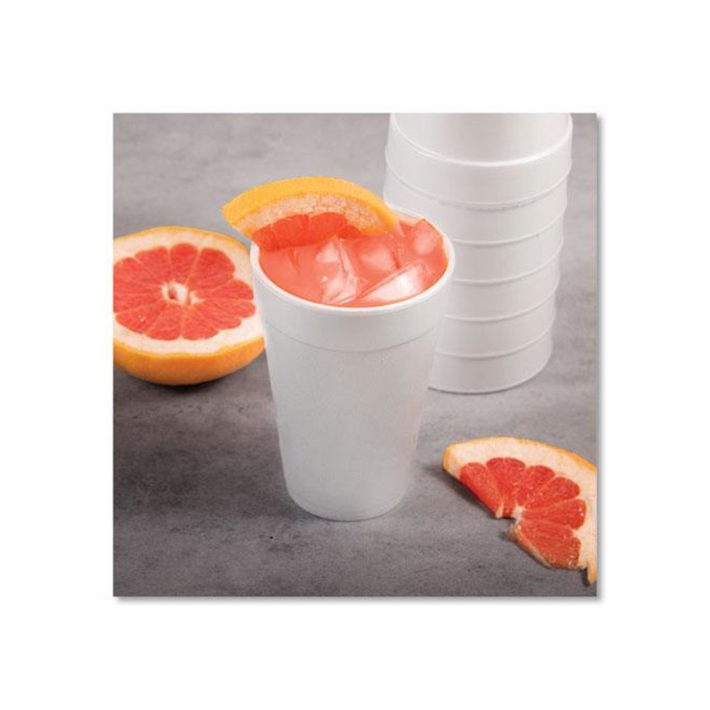 Foam Drink Cups, 16 oz, White, 20/Bag, 25 Bags/Carton. Picture 4