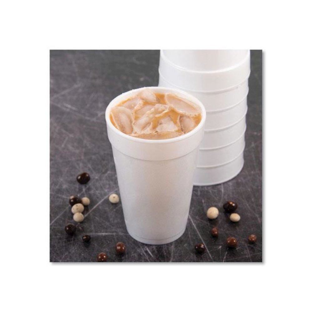 Foam Drink Cups, 16 oz, White, 20/Bag, 25 Bags/Carton. Picture 5