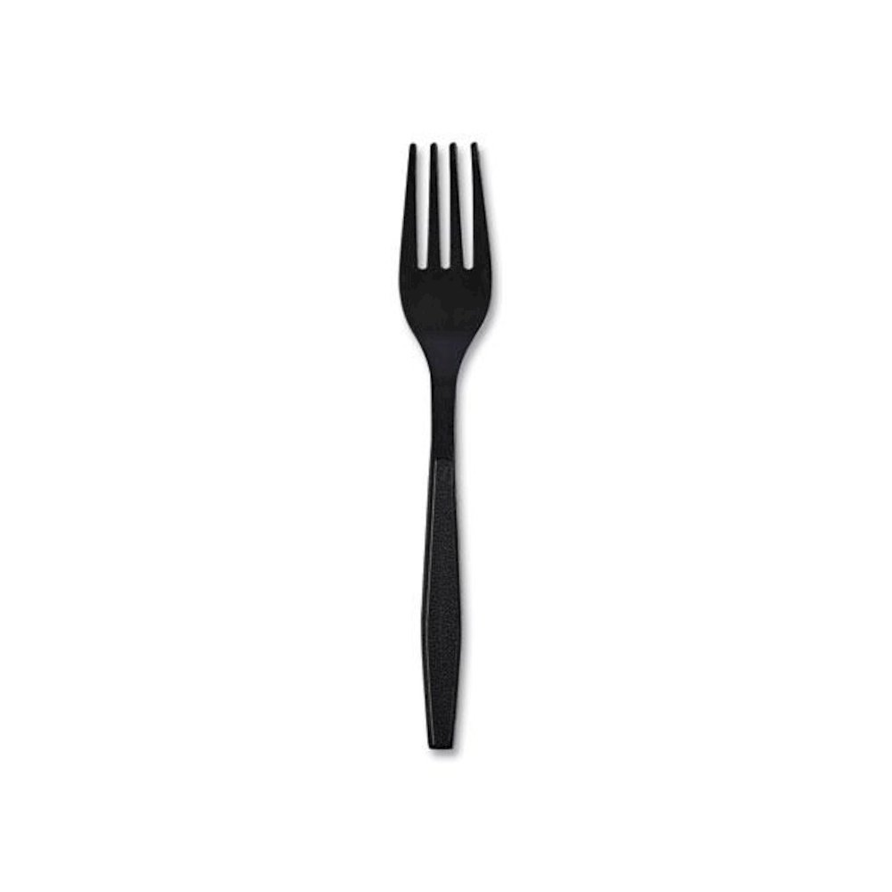 Heavyweight Wrapped Polypropylene Cutlery, Fork, Plastic, Black, 1,000/Carton. Picture 1