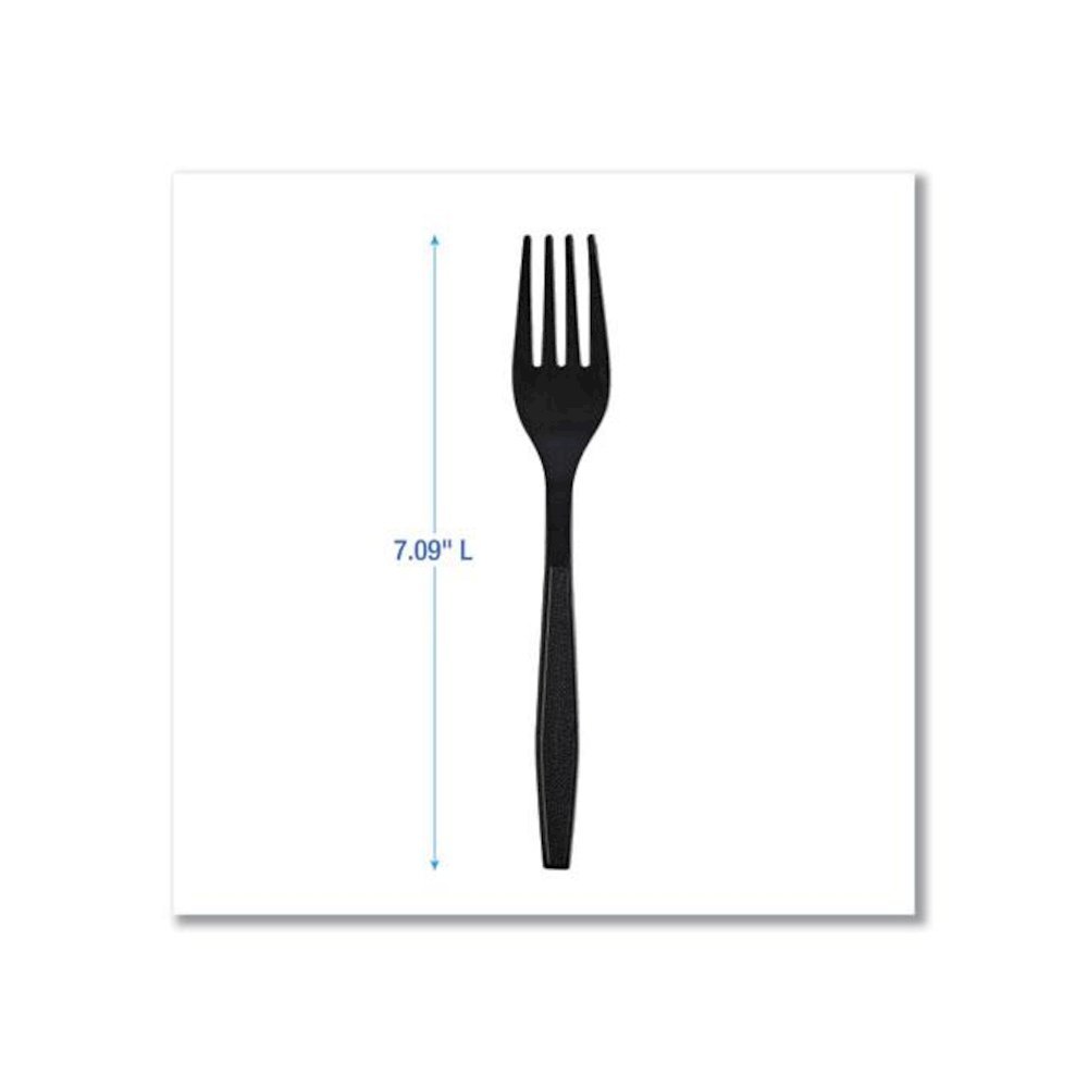 Heavyweight Wrapped Polypropylene Cutlery, Fork, Plastic, Black, 1,000/Carton. Picture 3