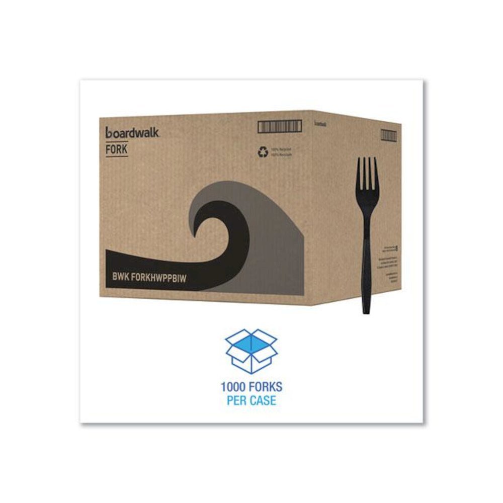Heavyweight Wrapped Polypropylene Cutlery, Fork, Plastic, Black, 1,000/Carton. Picture 4